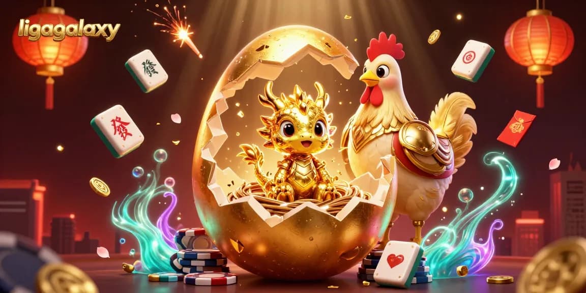 Permainan ligagalaxy disajikan melalui ilustrasi 3D di dalam kasino yang kaya warna, menarik para pemain dengan elemen keberuntungan.