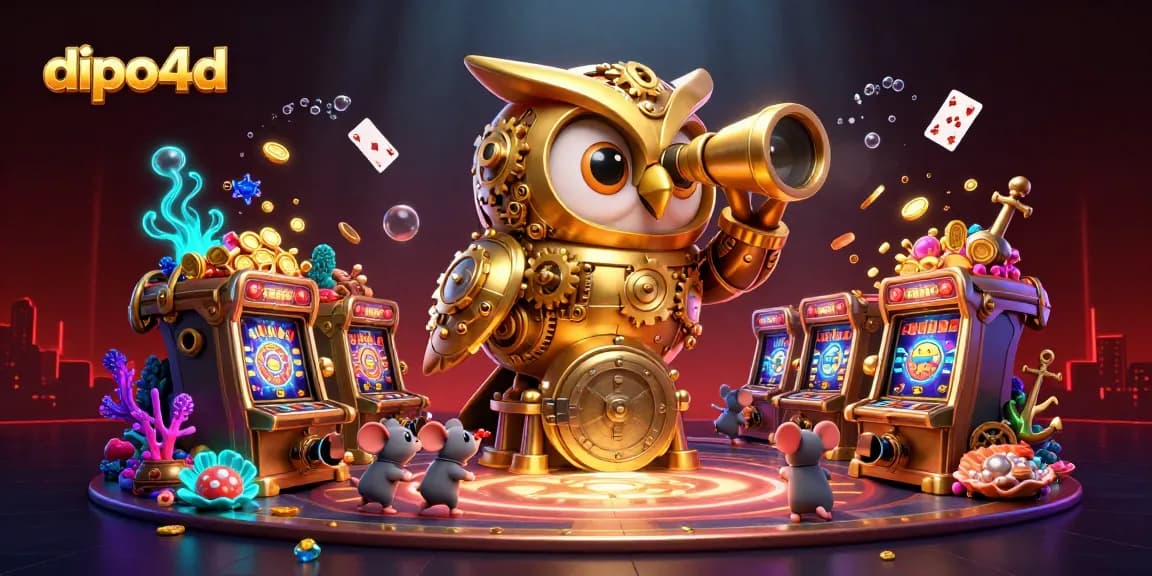 Experience the thrill of dipo4d with a vivid 3D illustration showcasing vibrant casino action and dynamic elements.