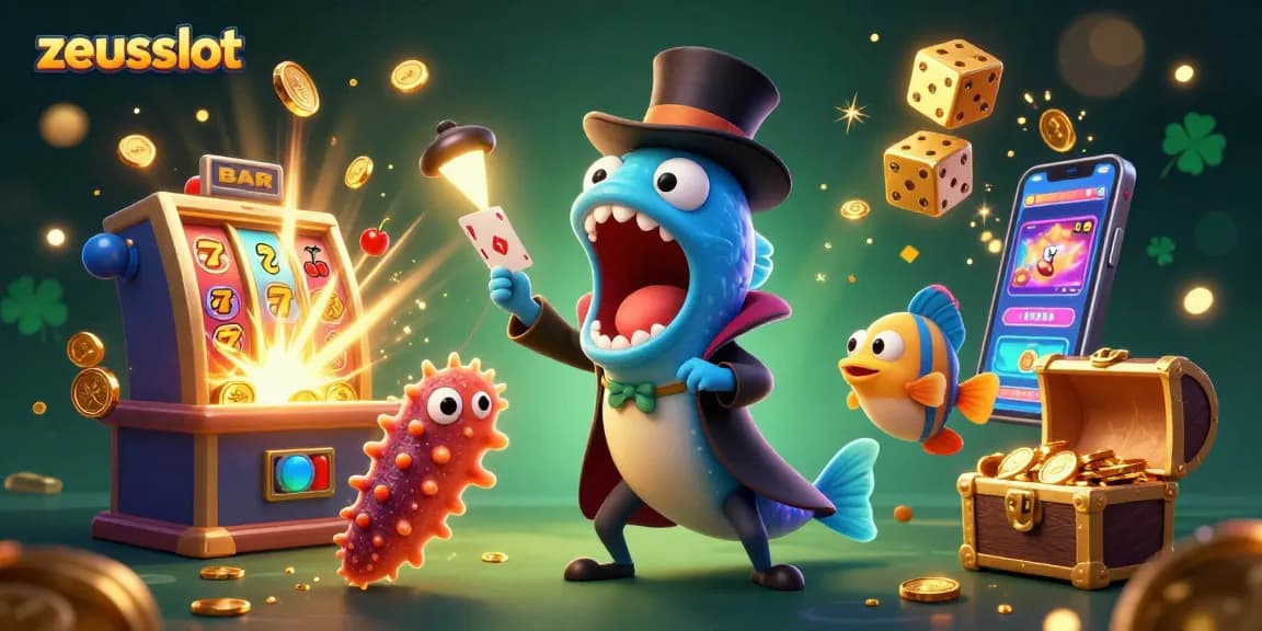 Experience zeusslot excitement with bioluminescent characters amidst a jackpot explosion.
