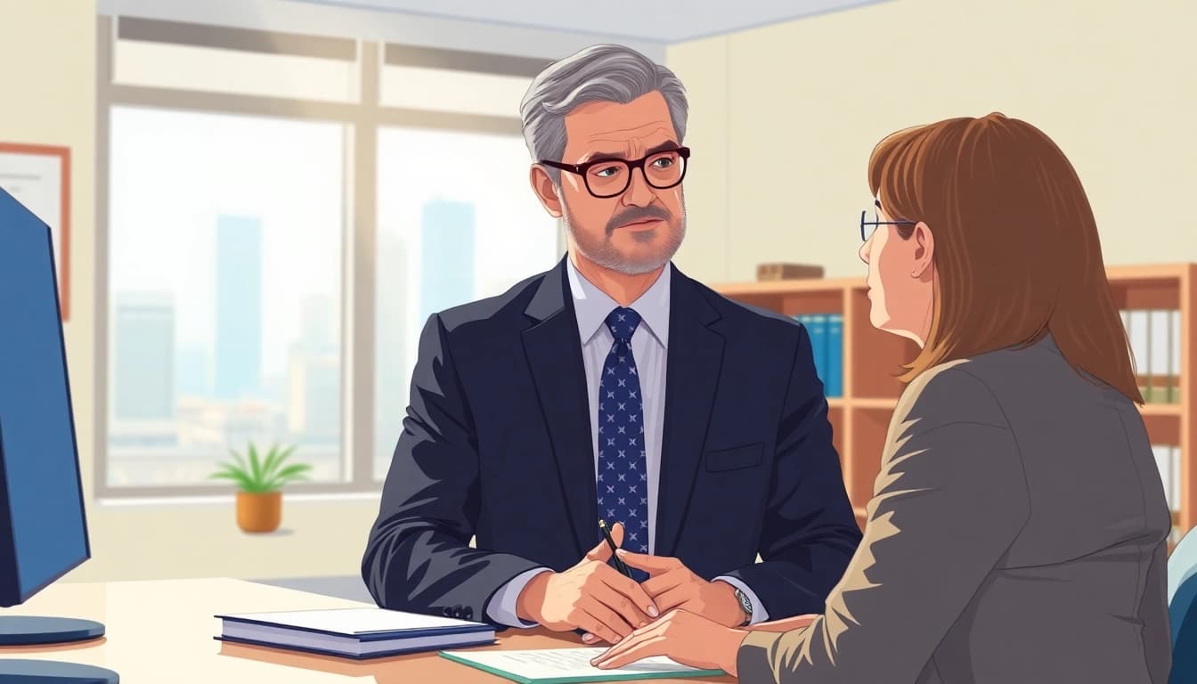 Clearwater truck accident lawyer providing legal advice to a client in a professional office