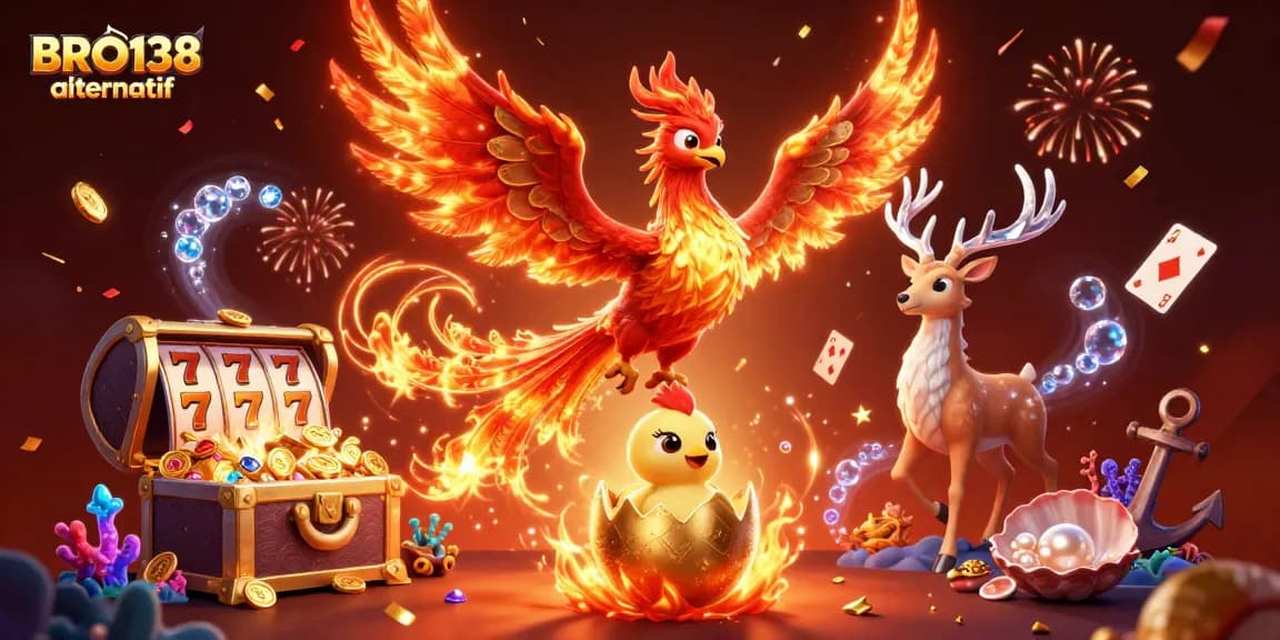 Experience thrilling gameplay with BRO138 alternatif featuring a vibrant phoenix scene and dynamic slot elements.