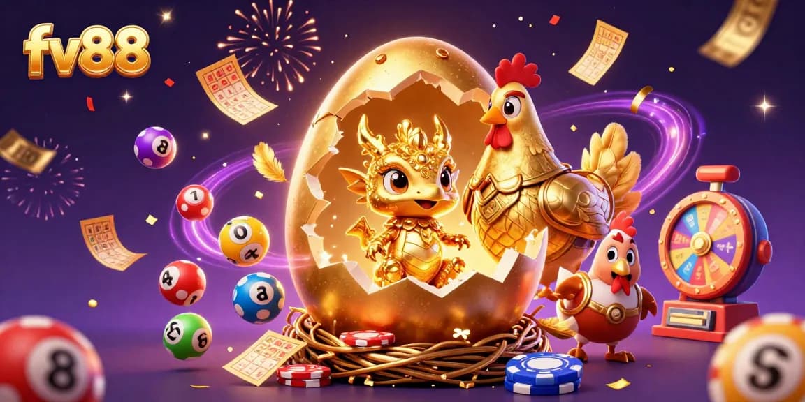 Experience thrilling gameplay at fv88 with golden treasures, dragon luck, and celebratory casino elements.