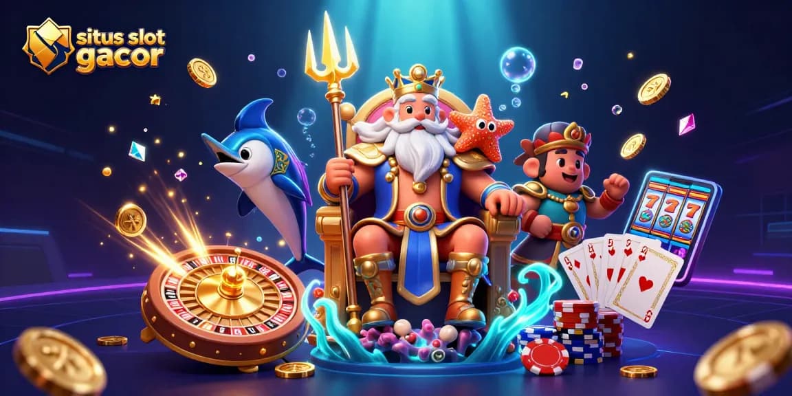 Menangkan situs slot gacor dengan ilustrasi luar biasa dari raja laut dan elemen kasino menarik.