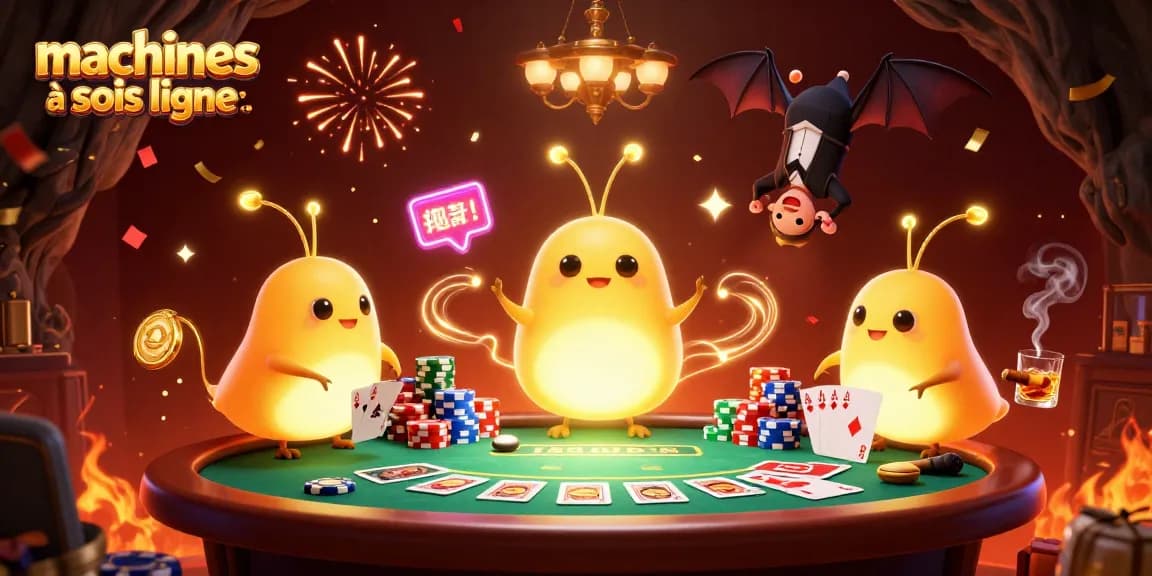 Jouez aux machines à sous en ligne avec des lumières animées et des effets de casino.