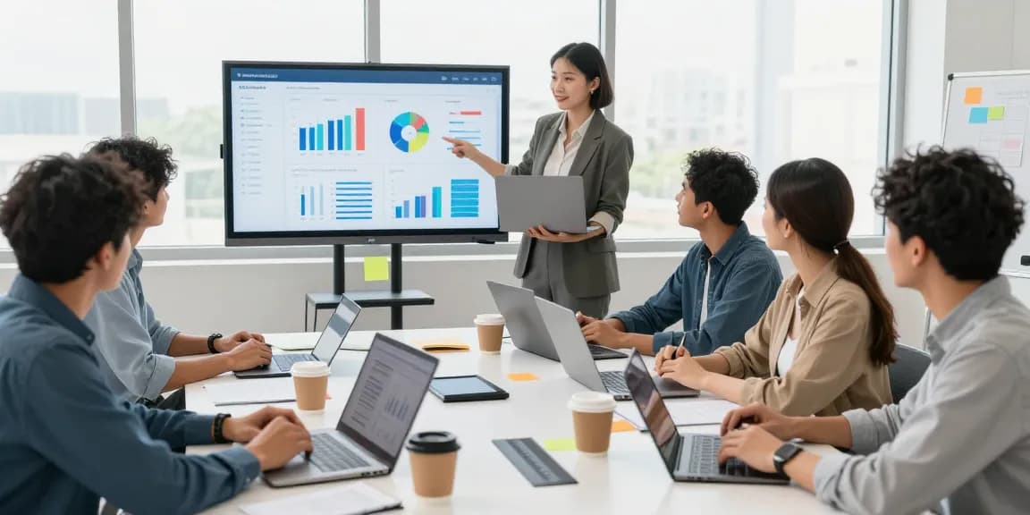 Learn digital marketing online in an engaging virtual classroom with diverse learners collaborating.