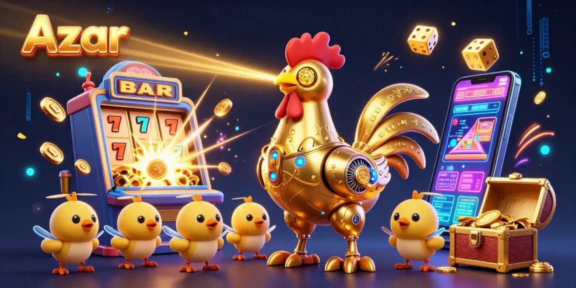 Engage in exhilarating video chats with Azar, featuring a vibrant slot machine and dynamic character scene.