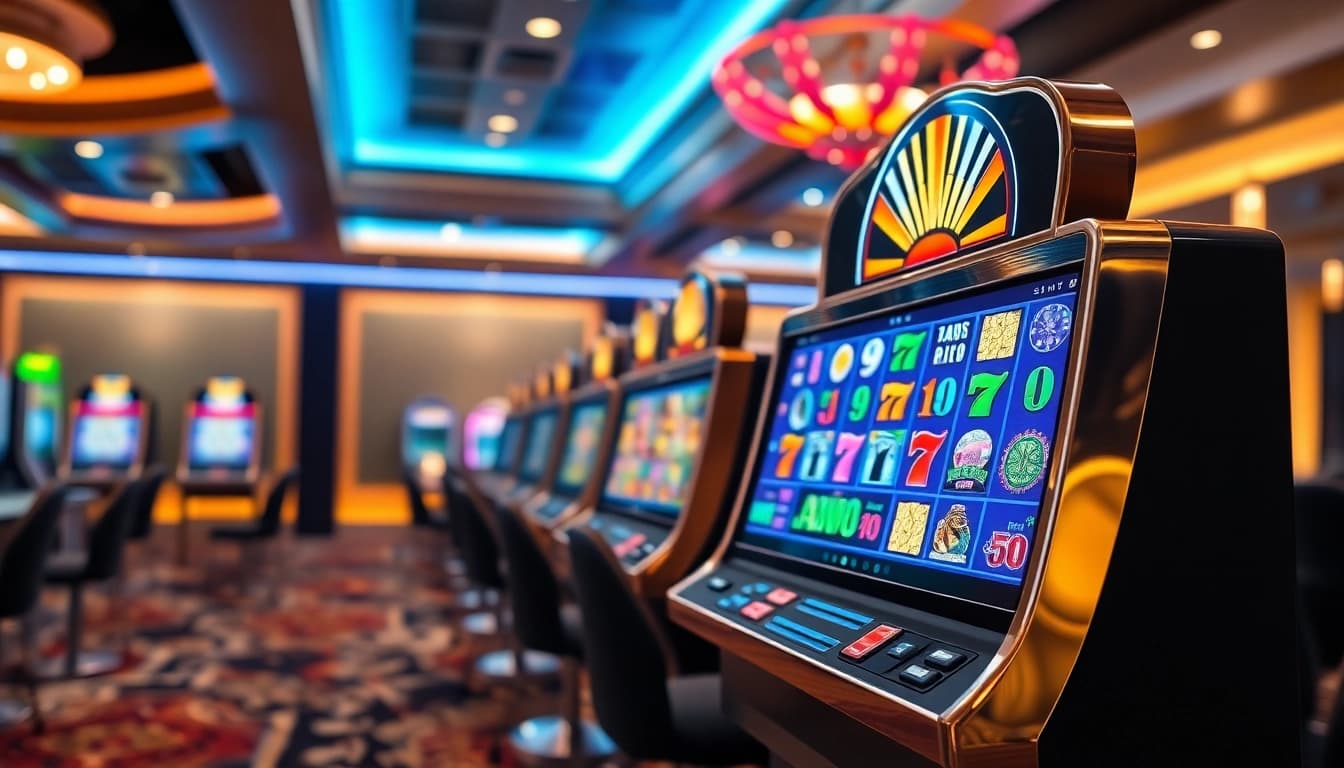 Engaging visuals of Online slots Uk gaming experience set in an inviting casino ambiance.