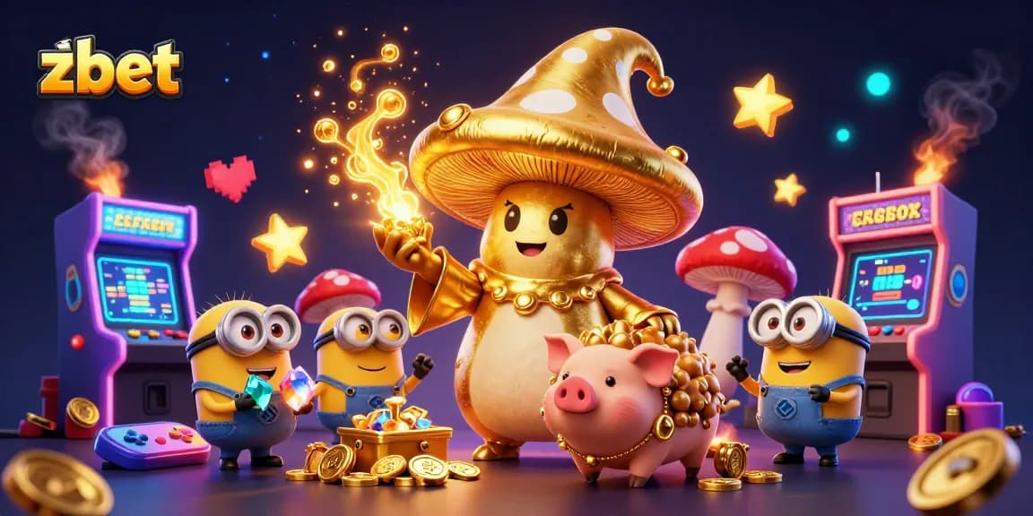 Experience thrilling wagers with zbet as a golden wizard turns treasures to gold in a vibrant casino scene.