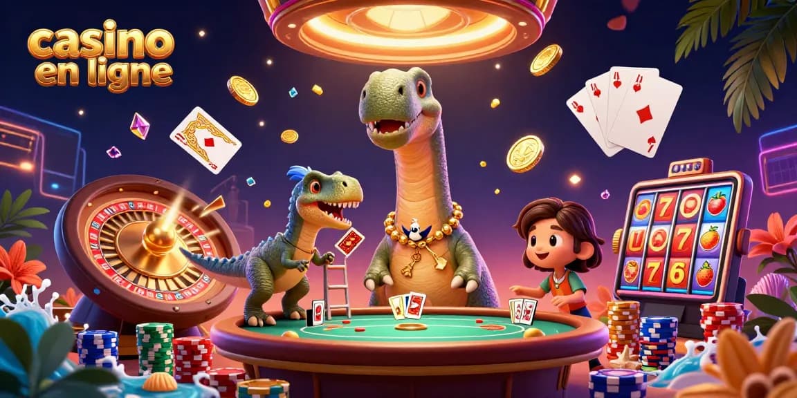 Découvrez les joies du casino en ligne avec une illustration colorée et dynamique !