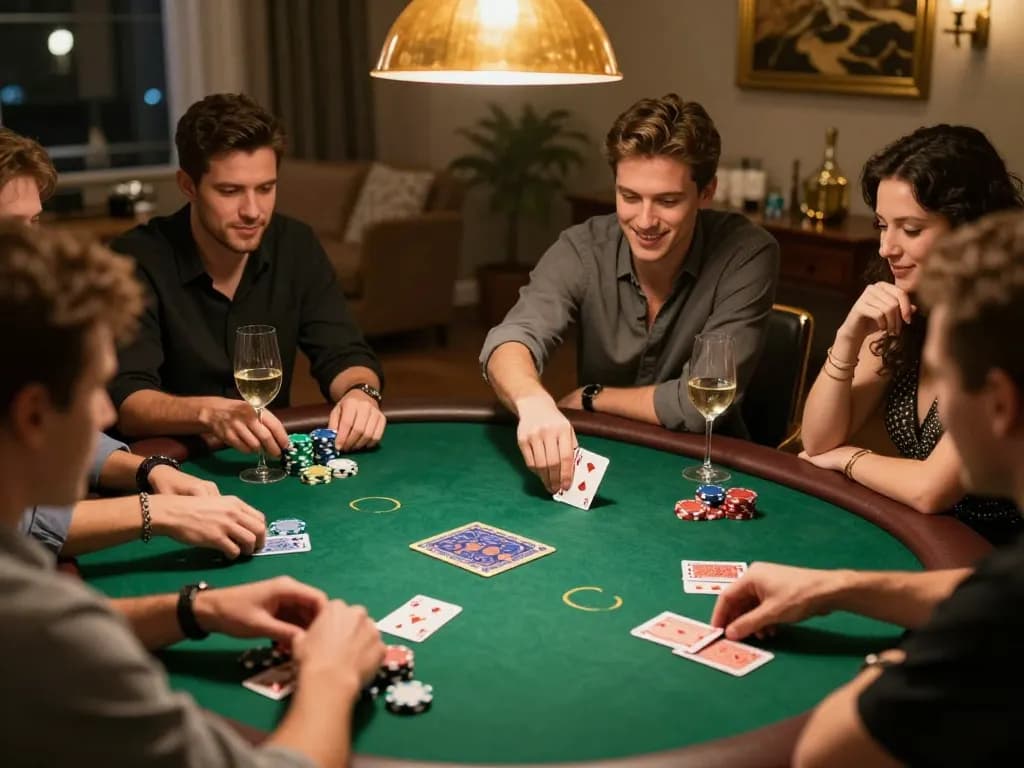 LLWIN players enjoying a thrilling poker night with excitement and camaraderie.