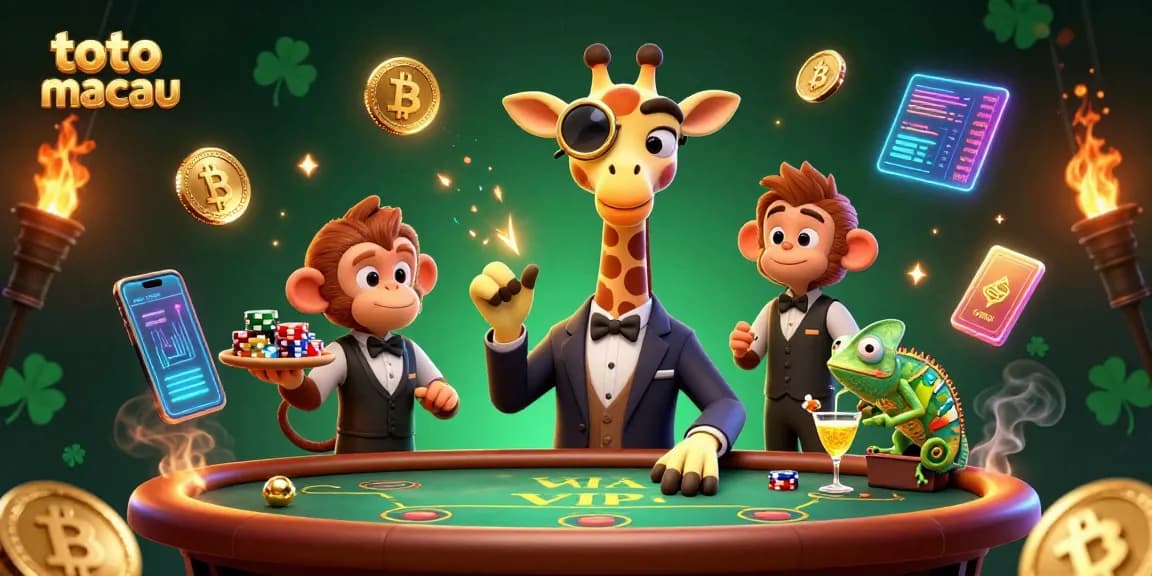 Menampilkan hasil dari judi toto macau dengan karakter unik dan elemen kasino yang menarik.