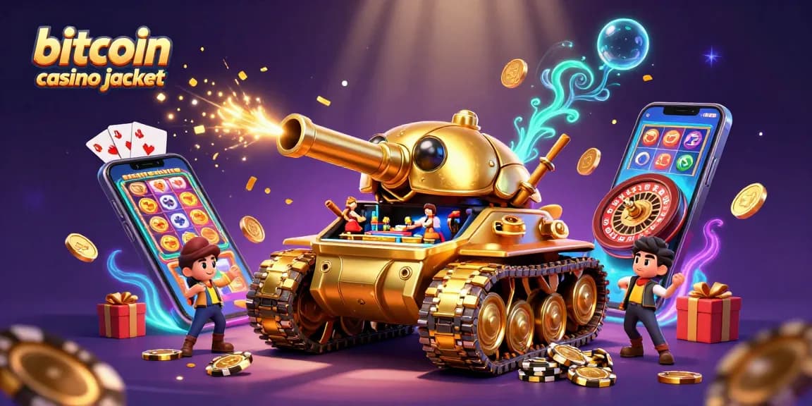 Experience the thrill of bitcoin casino jackpot in a futuristic 3D casino scene with vibrant elements.