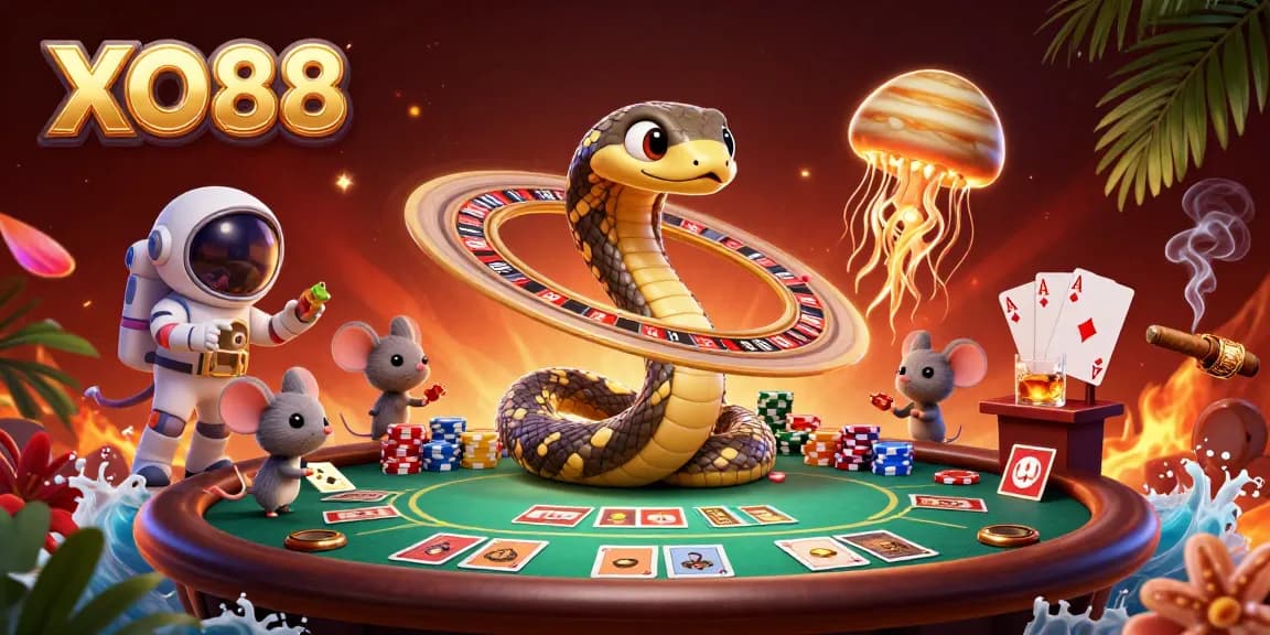 Experience excitement at XO88 with a cosmic casino scene featuring betting astronaut mice.