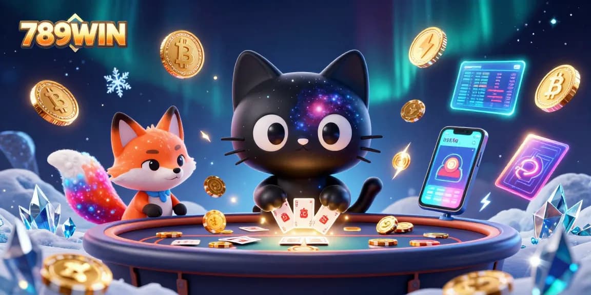 Engage with exciting gameplay at 789WIN's online casino featuring vibrant characters and crypto elements.