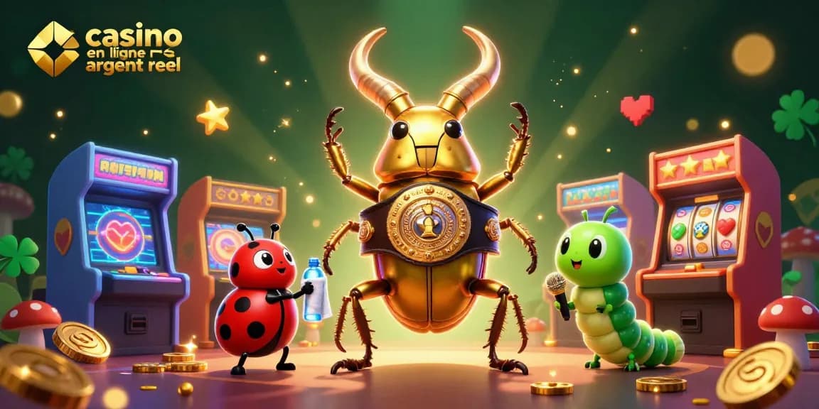 Jouez sur le casino en ligne argent réel avec cette illustration dynamique de jeux et de personnages