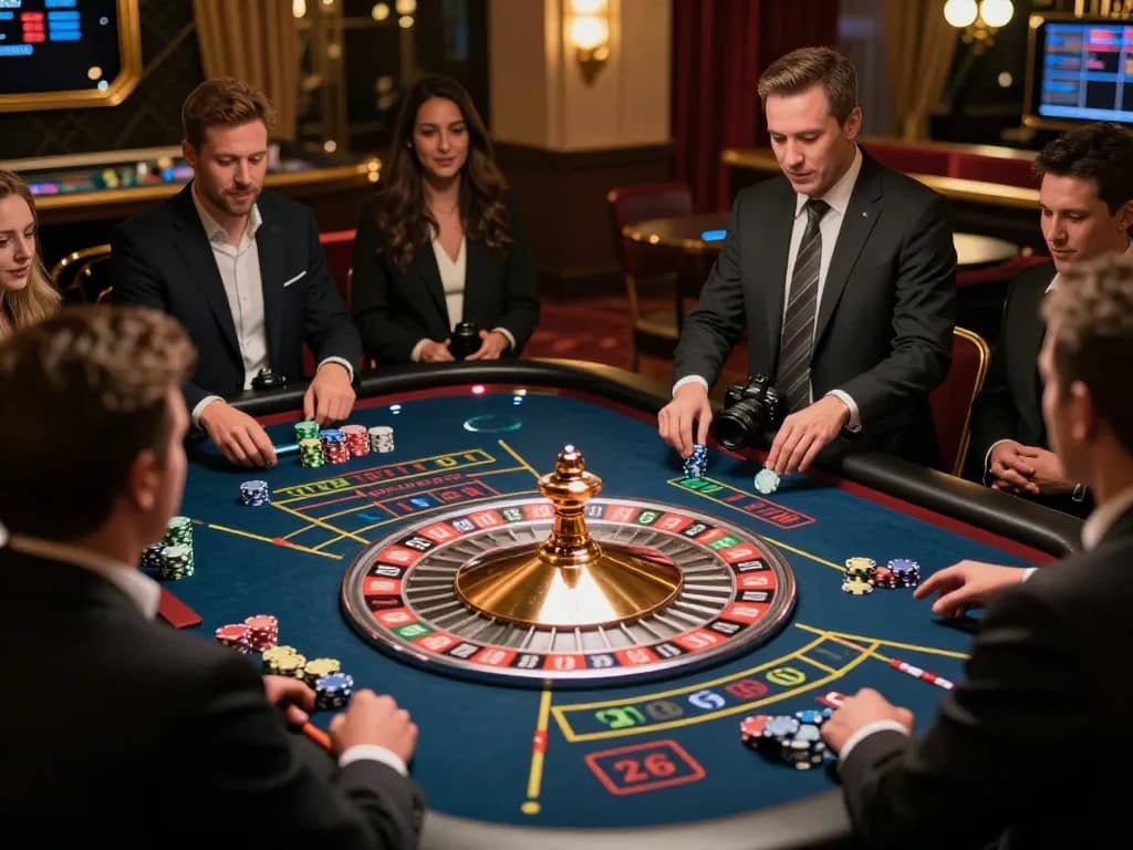 Players engaging with the roulette table at 888vnd casino, capturing the excitement of live gaming.