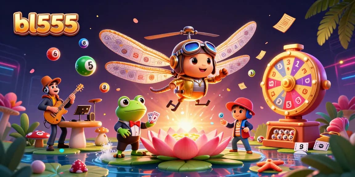 Engage in thrilling gameplay at bl555's vibrant lily pad casino with colorful lottery elements.