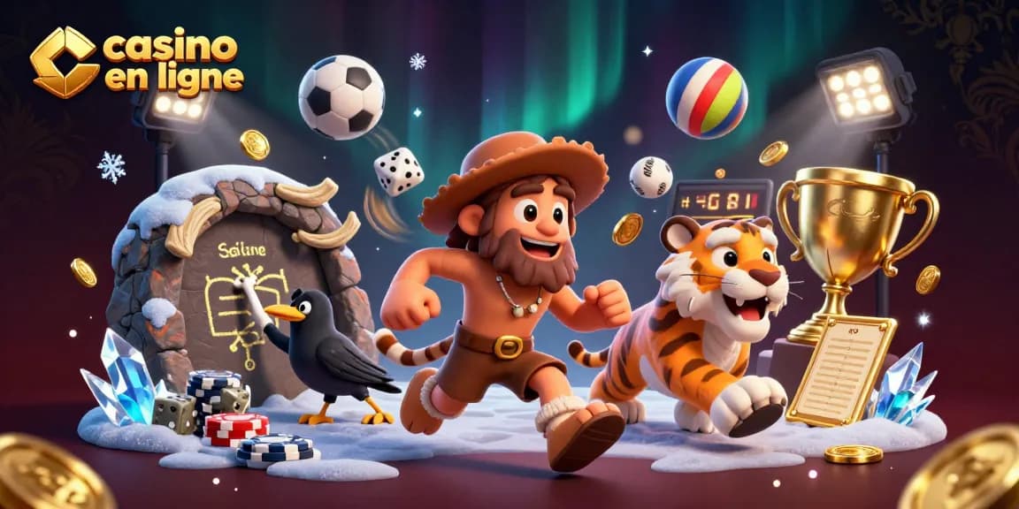 Jouez à casino en ligne avec un duo préhistorique et un corbeau gardant le score.