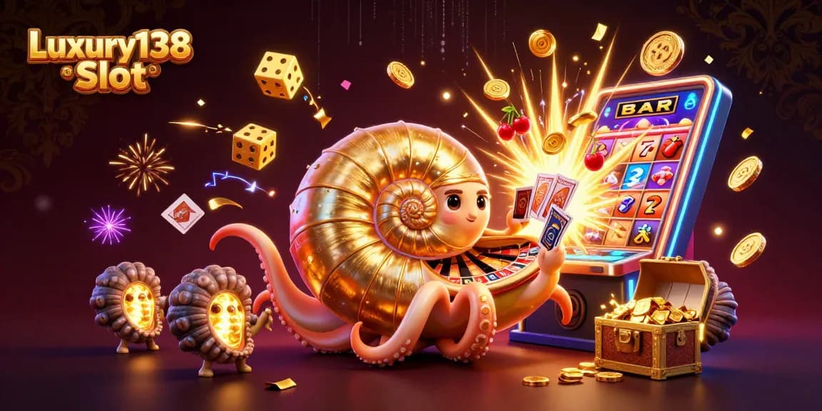 Engage with Luxury138 Slot through a vibrant scene packed with casino excitement and rich gaming elements.