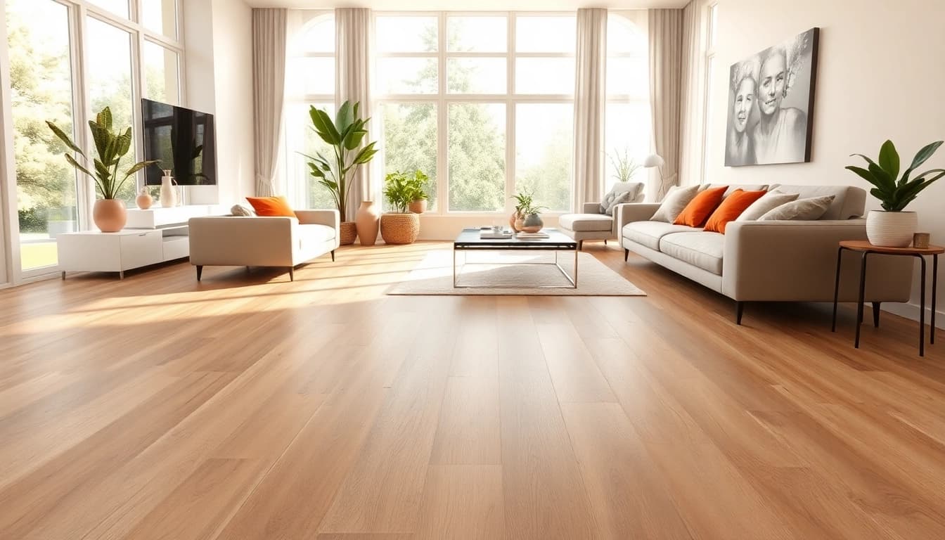 Showcasing waterproof vinyl flooring in a stylish living room with modern decor.