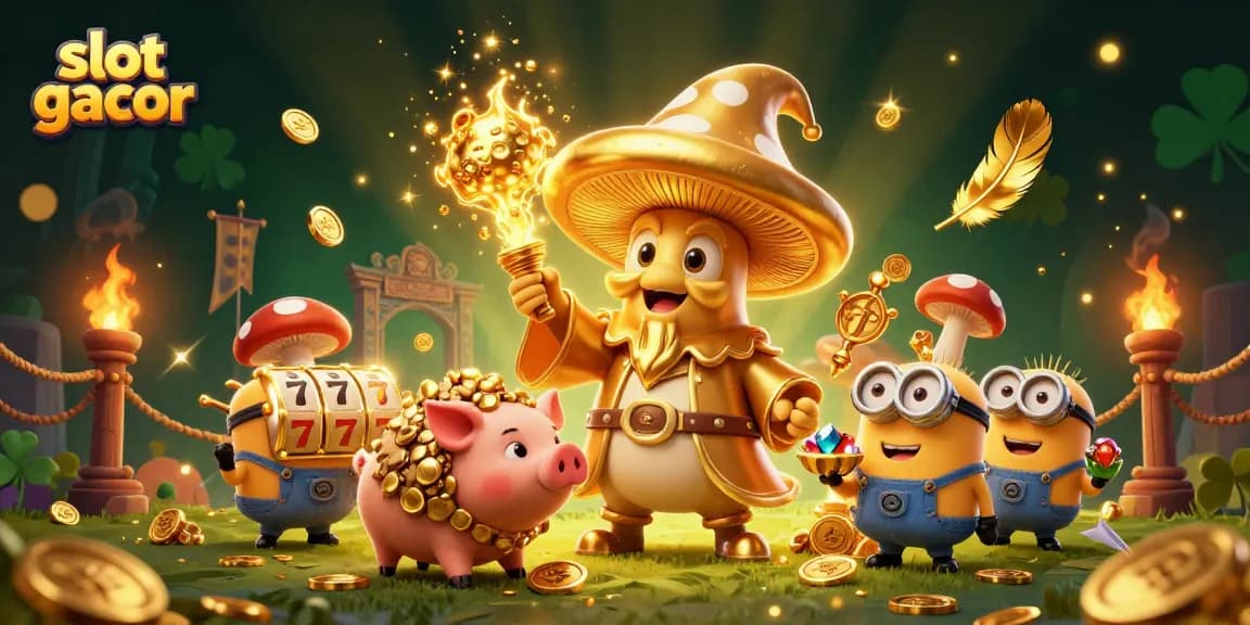 Engage in thrilling slot gacor adventures with a wizard and treasure-seeking companions!