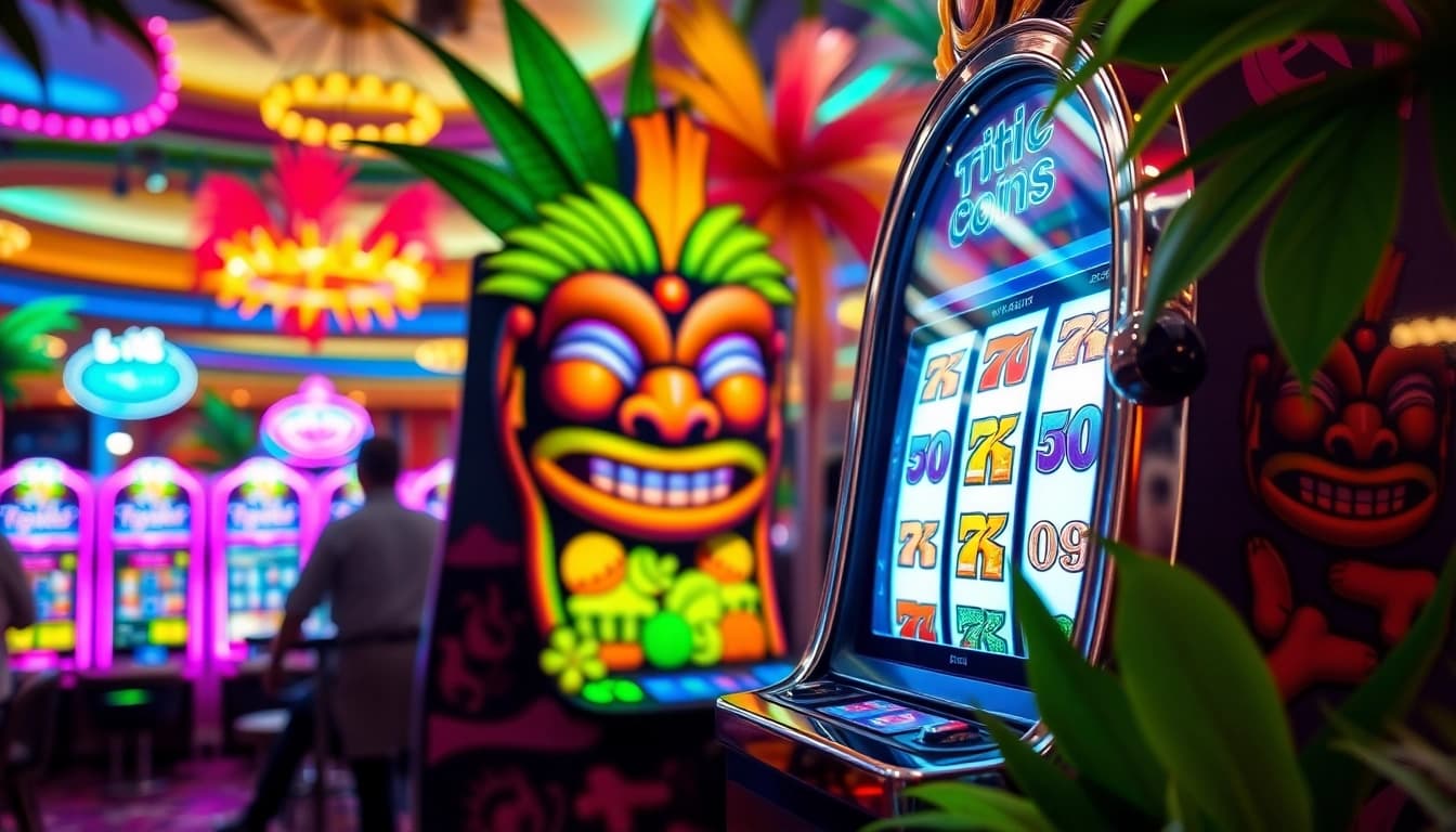 Menangkan jackpot di tikislot yang dikelilingi dekor tropis yang cerah.