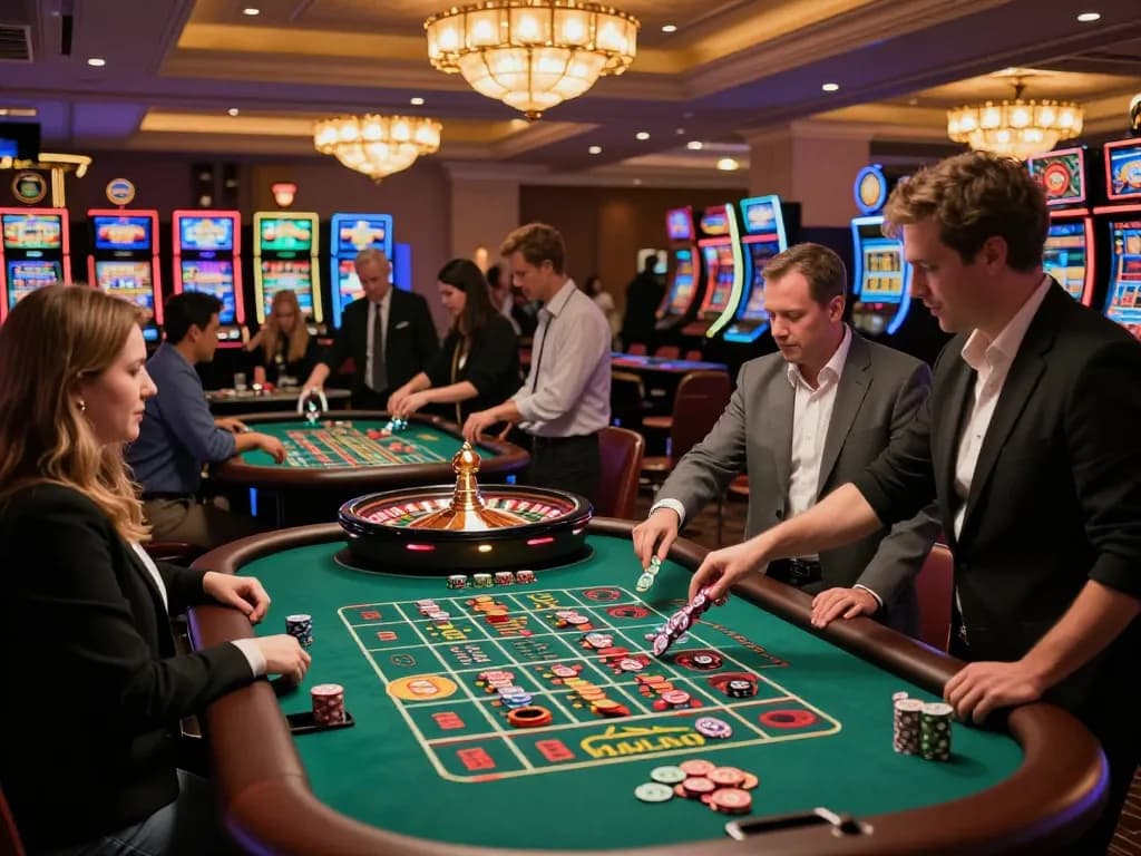 Experience the thrill of 90phut with players engaging in roulette action on the casino floor
