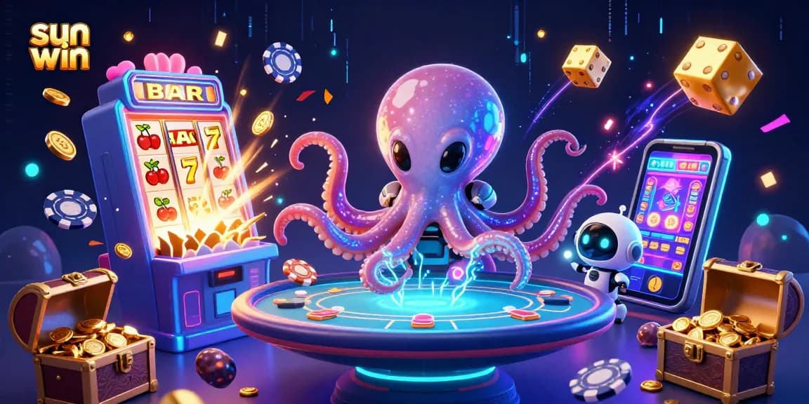 Experience exciting wins with sun win at a dynamic poker table operated by an alien octopus.