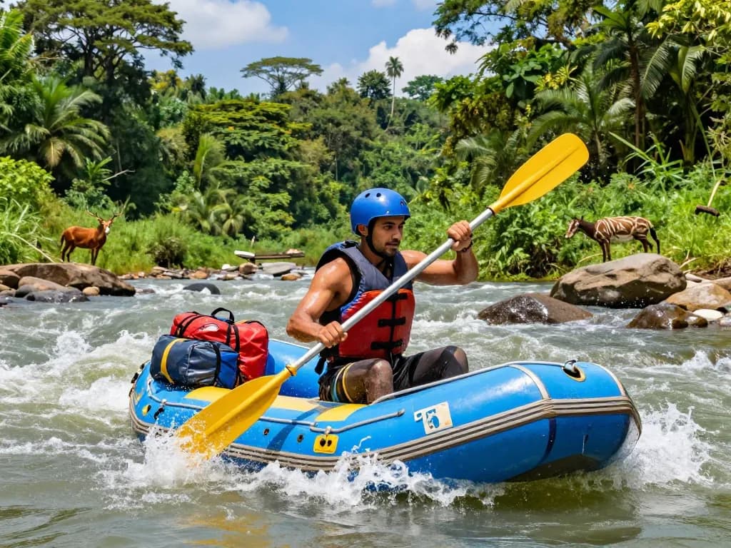 Dandeli rafting adventure on the Kali River showcasing vibrant forests and thrill-seeking travelers