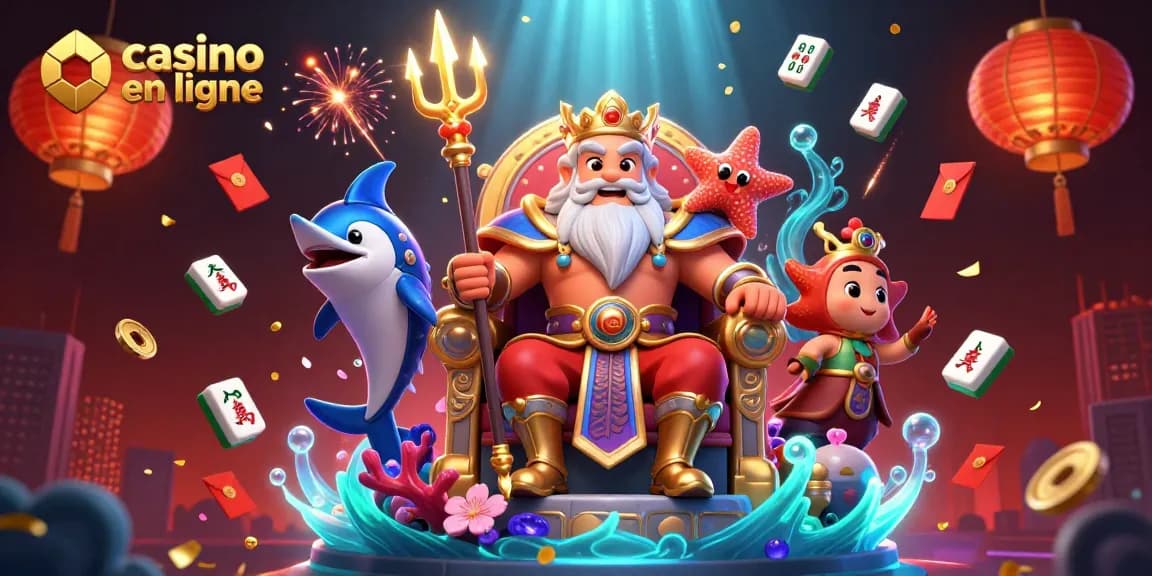 Découvrez le roi des mers dans ce casino en ligne captivant, entouré d'éléments de jeu.