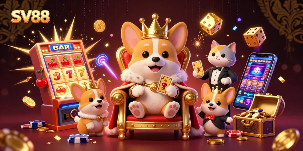Experience the excitement of SV88 with a jackpot explosion in a vibrant casino scene.