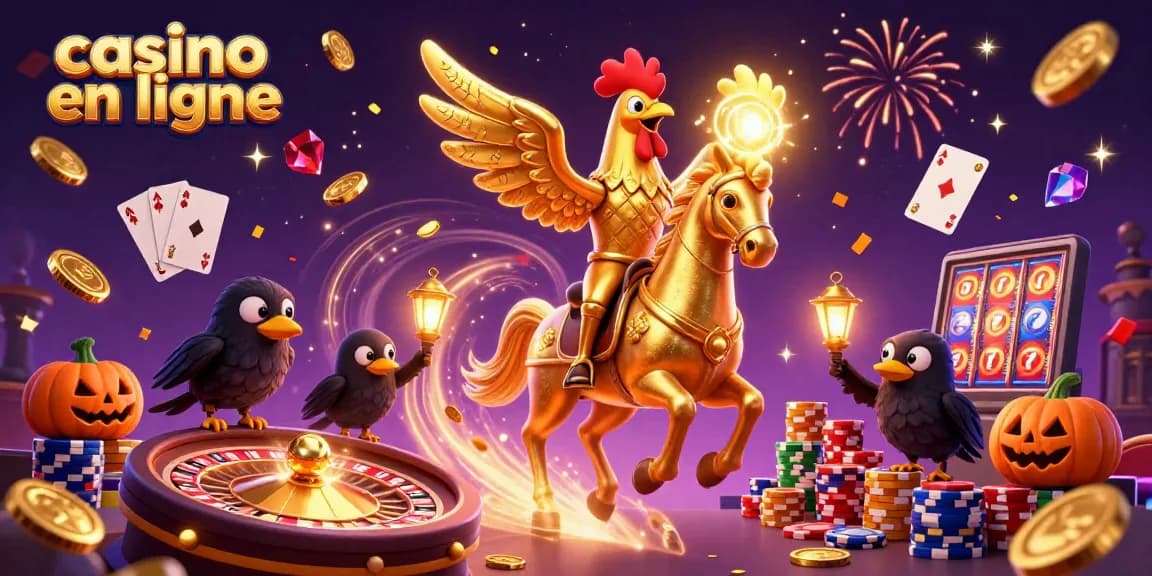 Vivez l'expérience du casino en ligne avec un coq doré fantastique et ses compagnons luminescents.