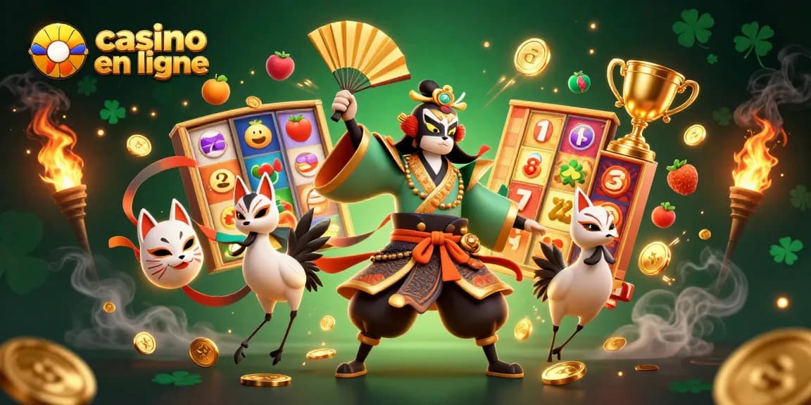 Vivez l'excitation des jeux de casino en ligne avec des symboles colorés et un visage captivant.