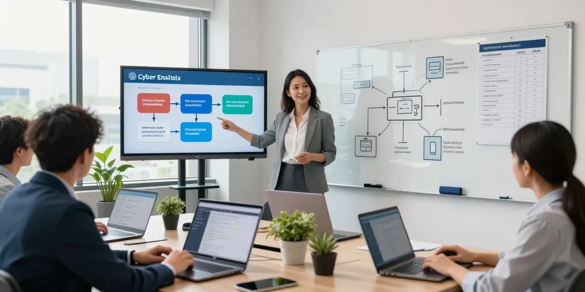 Cyber Essentials certification team collaboration in modern office.