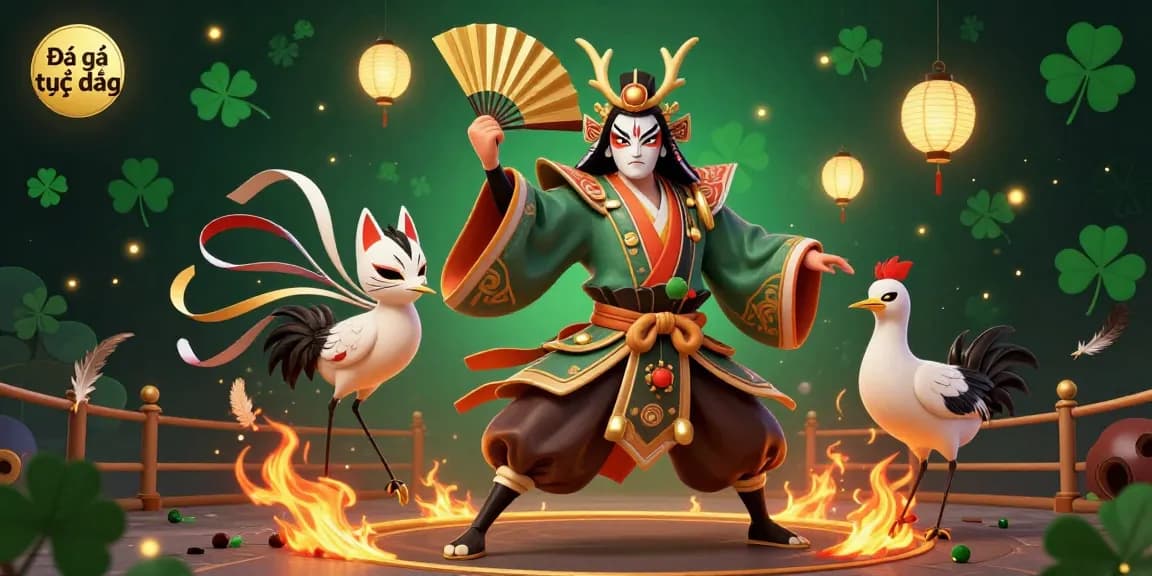 Watch Đá gà trực tiếp in a vibrant scene with spirited characters and dynamic betting elements.