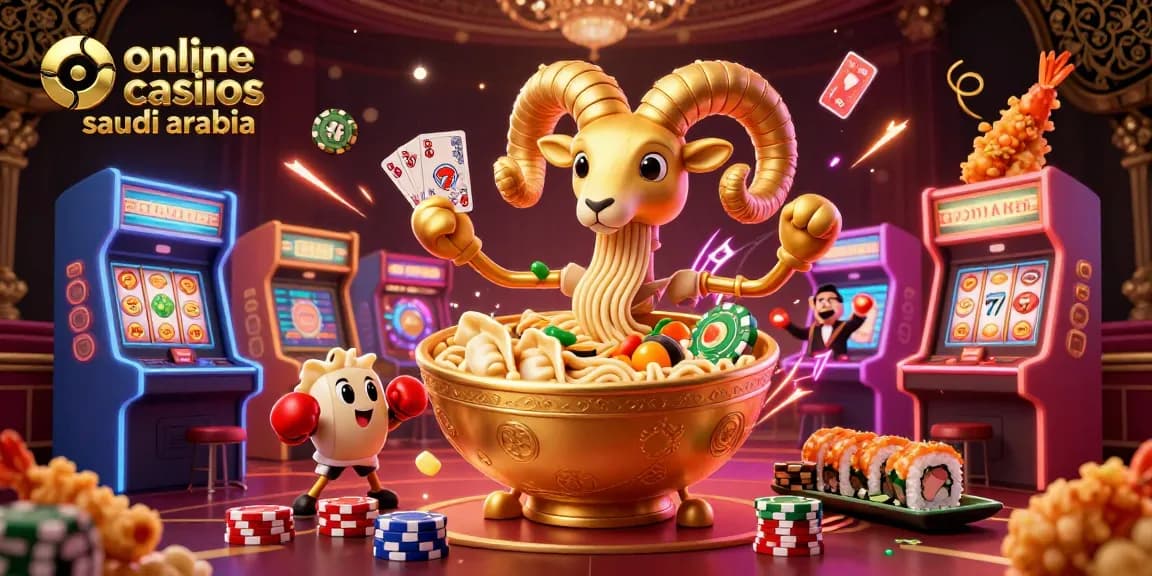 Experience the thrill of online casinos saudi arabia with a vibrant 3D casino scene featuring characters and gaming elements.