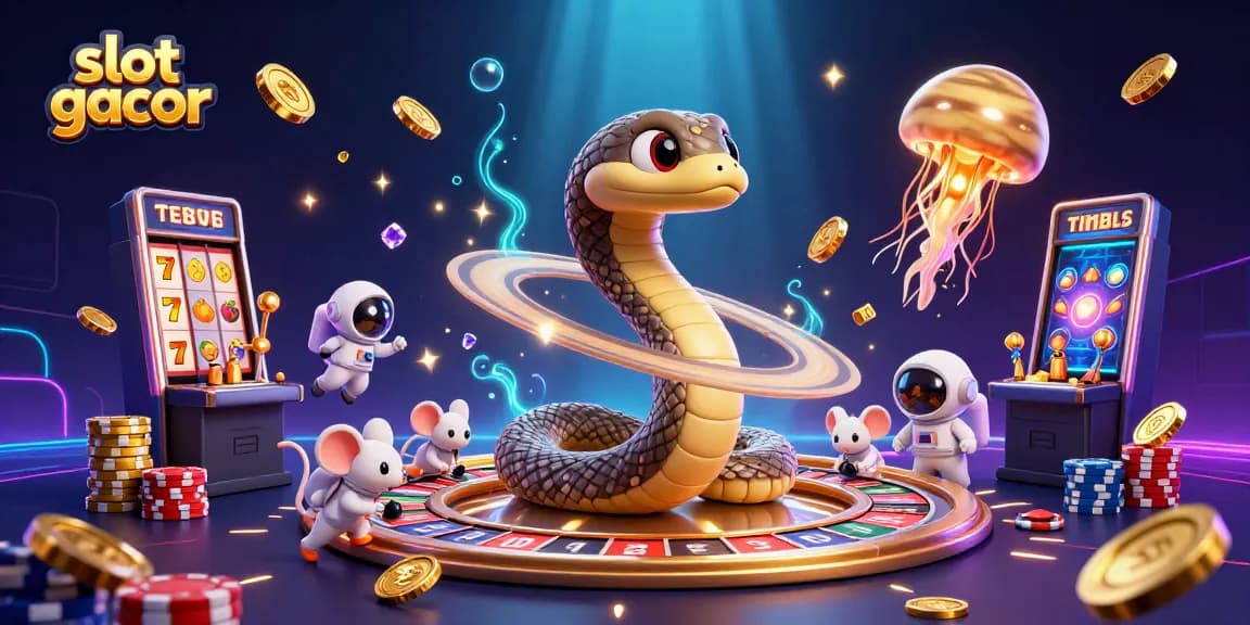 Spin for jackpots on slot gacor with vivid characters in a cosmic casino scene.