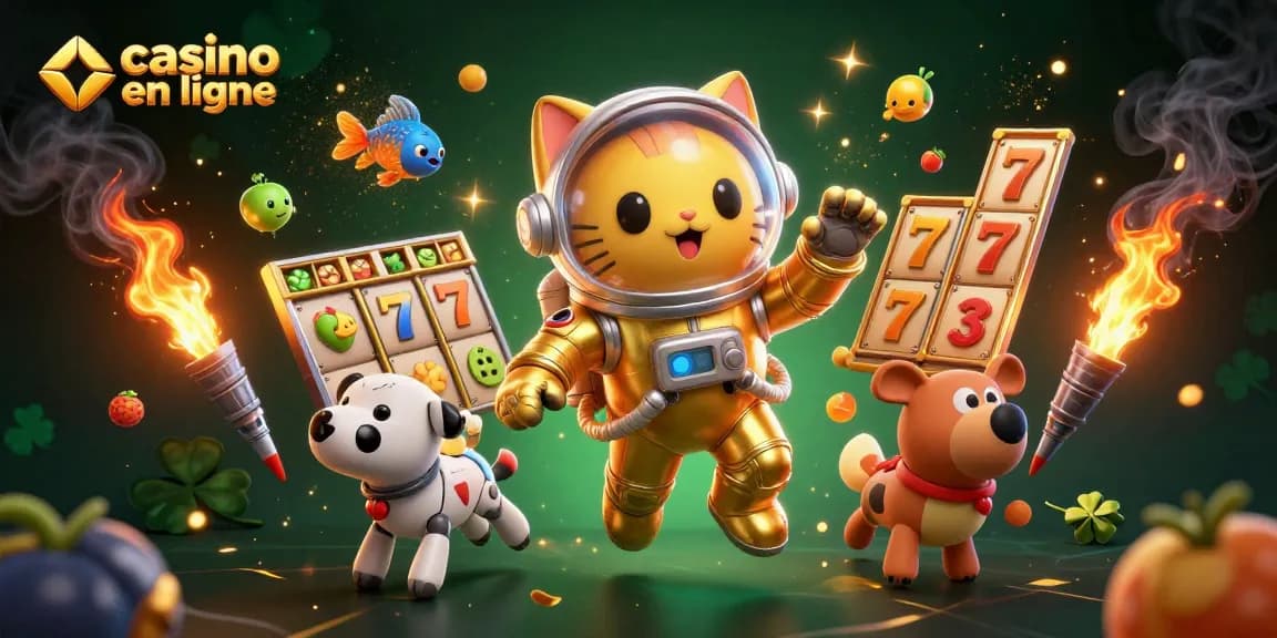 Jouez au casino en ligne avec notre chat astronaute et l'aventure des jackpots scintillants.