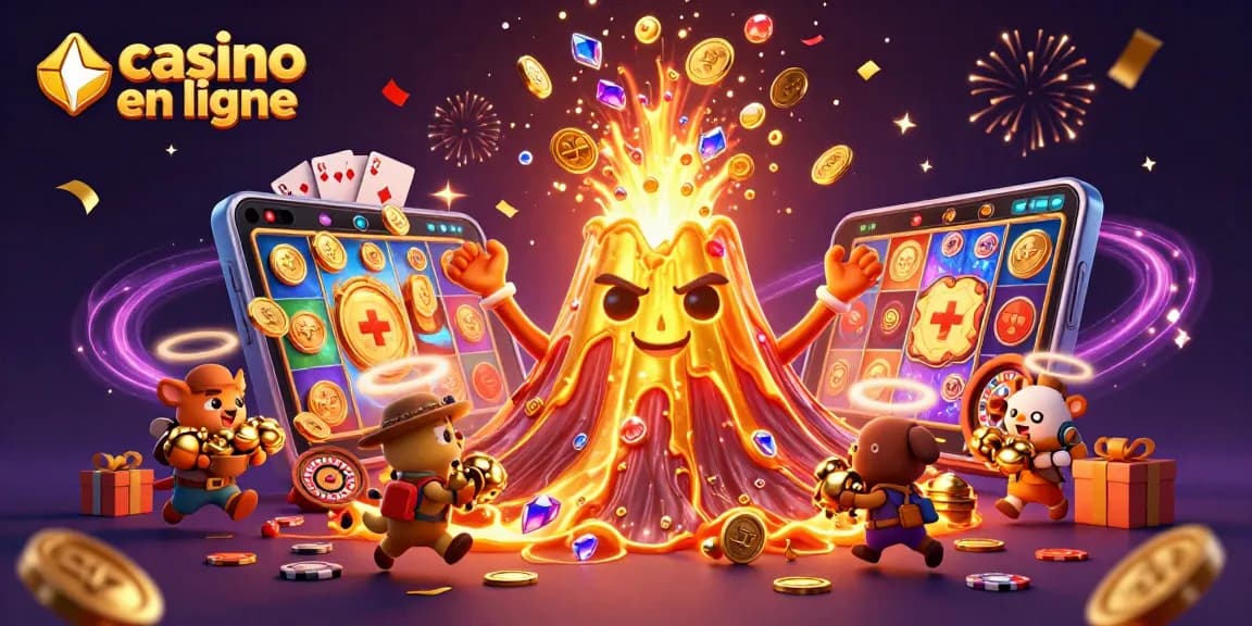 Profitez du plaisir du casino en ligne avec des personnages animés cherchant des trésors au milieu de pièces d'or.