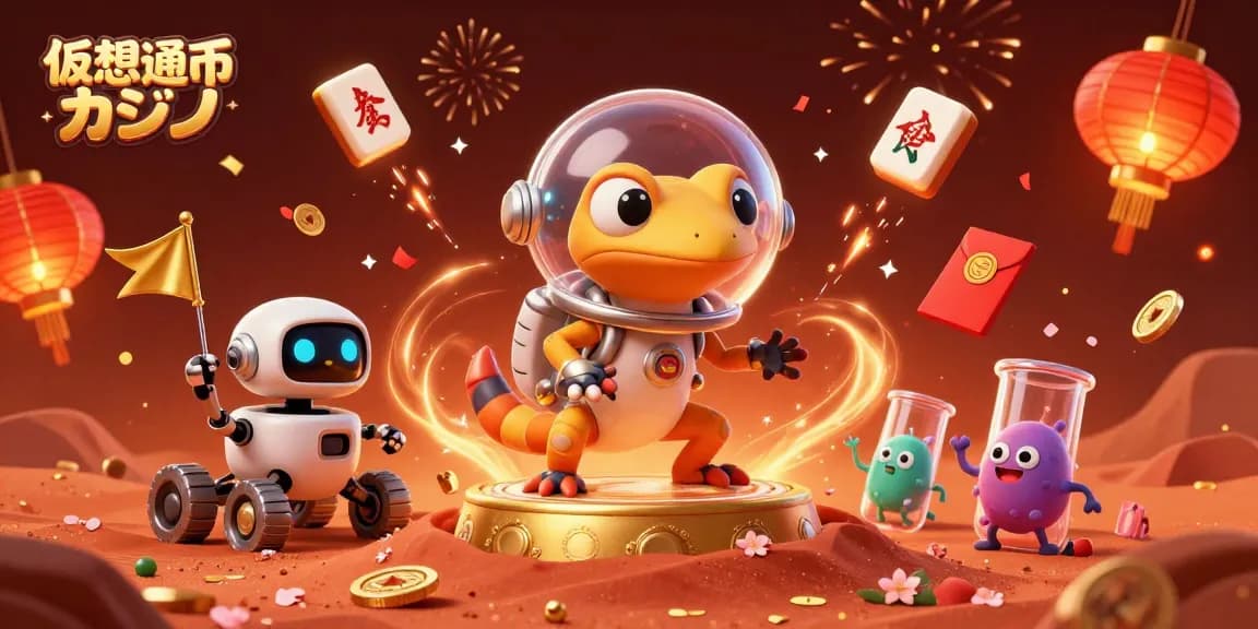 仮想通貨カジノで遊ぶためのユニークなビジュアル体験を楽しむ、個性的な宇宙のキャラクターたち。