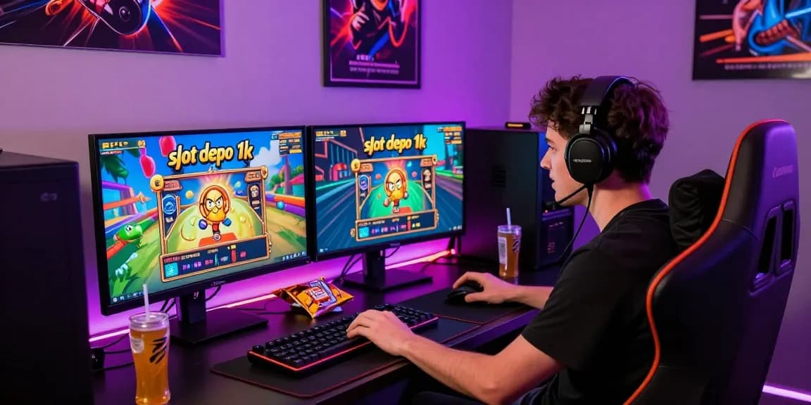 Exciting slot depo 1k online gaming scene with vibrant visuals