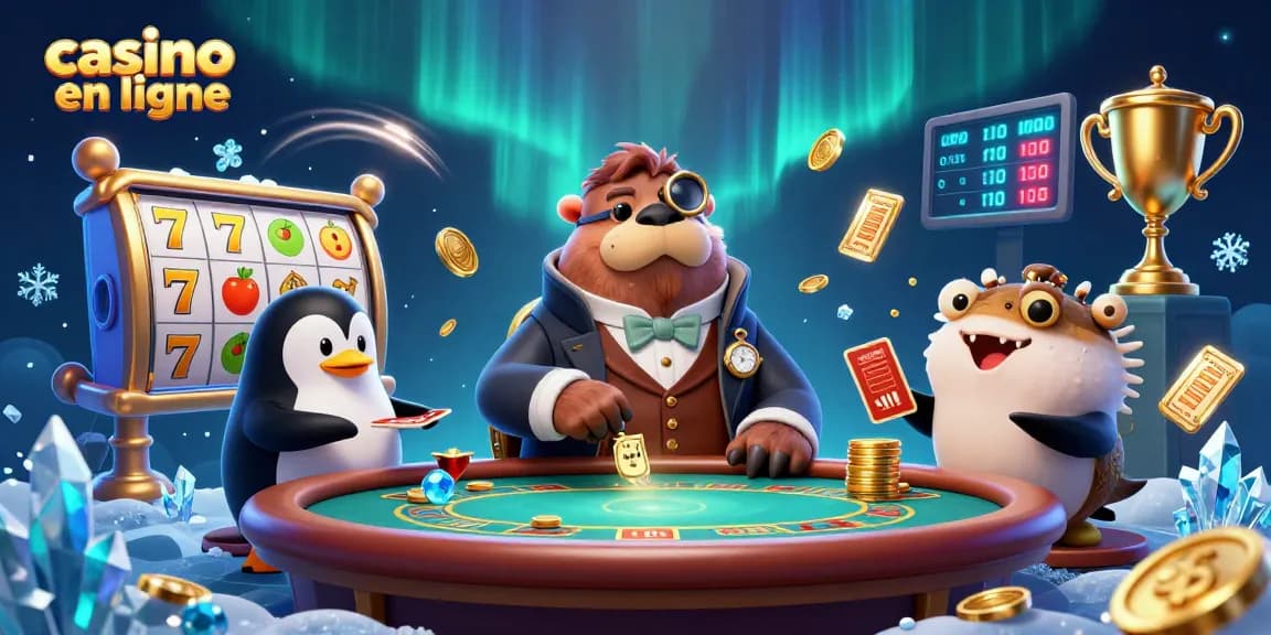 Jouez à casino en ligne avec un phoque victorieux entouré de personnages animés et d'éléments de jeu fascinants.