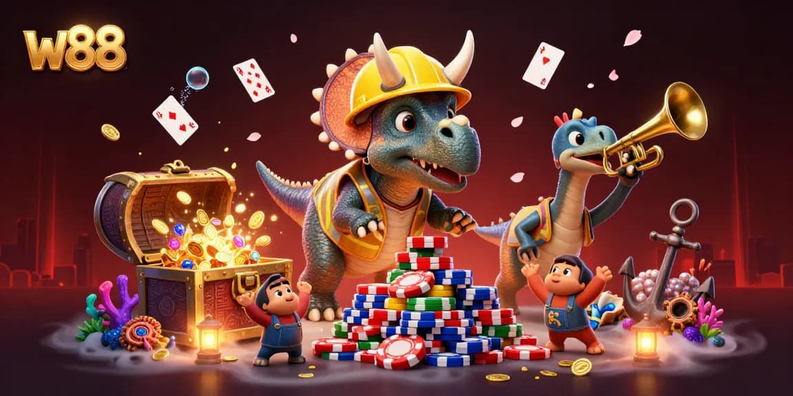 W88 mang đến trải nghiệm cá cược tuyệt vời với triceratops và parasaurolophus trong sòng bạc
