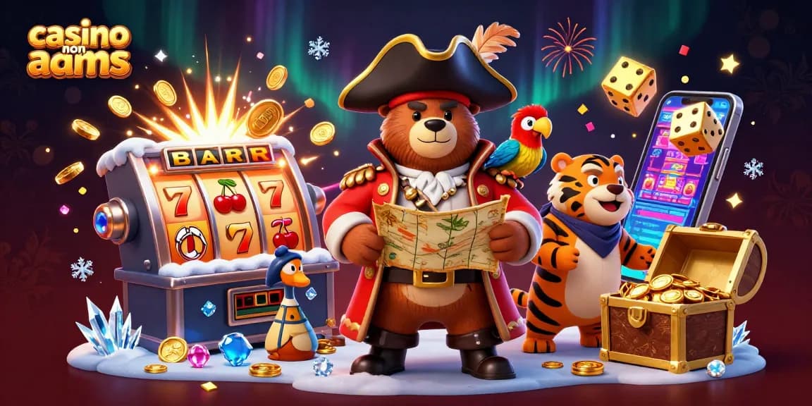 Gioca ai casinò non AAMS con una scena piena di avventure in un'illustrazione vibrante e dinamica.