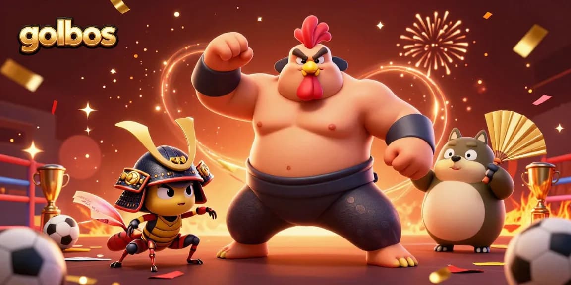 Engage in sports betting excitement with golbos featuring a sumo wrestler rooster and a fierce cricket.