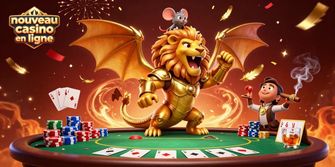 Découvrez l'expérience du nouveau casino en ligne avec un jeu de cartes vibrant et un personnage fantastique.