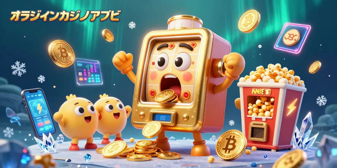 オンラインカジノアプリでジャックポットを獲得するスロットマシンのイラスト