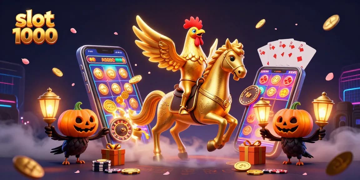 Mainkan slot 1000 dan menangkan hadiah dengan ilustrasi kasino yang penuh warna.