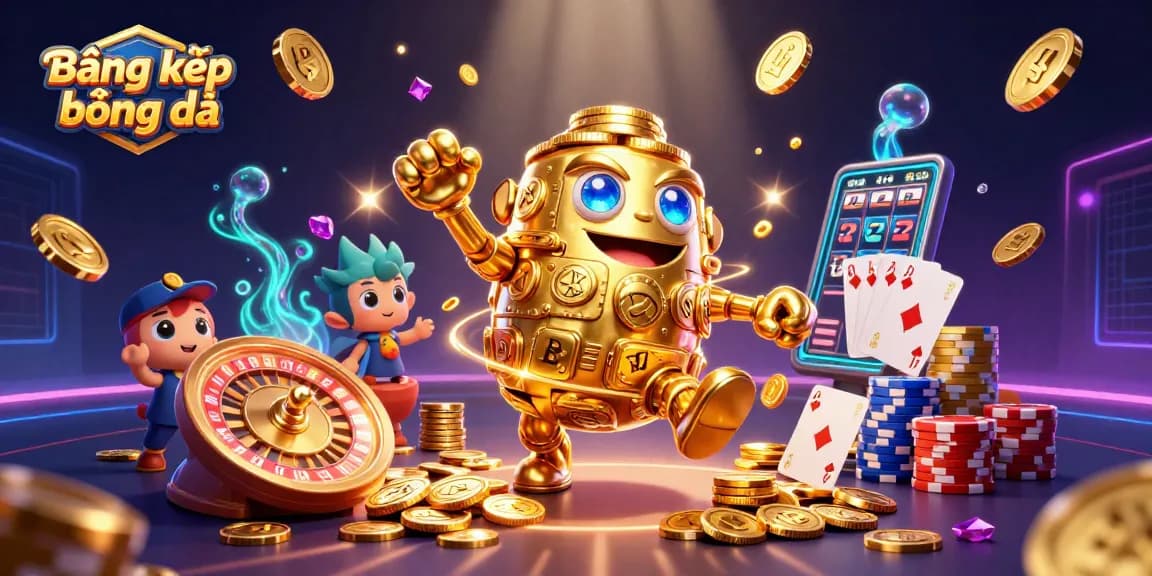 Bet on Bảng xếp hạng bóng đá with cascading coins and vivid gambling elements in 3D illustration.