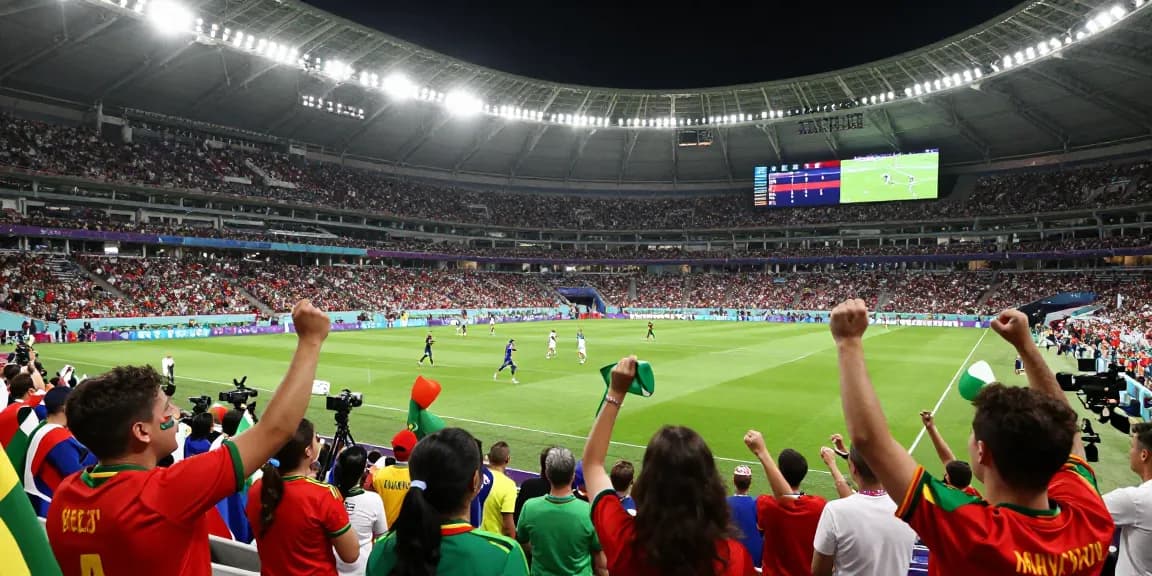 Jadwal piala dunia 2026 ditampilkan oleh penggemar yang bersemangat di stadion saat pertandingan berlangsung.